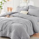 Conjunto de edredom HYMOKEGE Light Grey King Size 7 peças