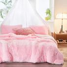 Conjunto de edredom Joyreap Plush Shaggy Faux Fur Full/Queen Pink