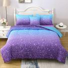 Conjunto de edredom JQinHome Glitter Twin Size 6 peças azul roxo