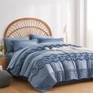 Conjunto de edredom KAKIJUMN Blue Tufted, 7 peças de microfibra Queen