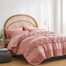 Conjunto de edredom KAKIJUMN Blush Pink Tufted, tamanho completo, 7 peças