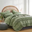 Conjunto de edredom KAKIJUMN Sage Green Tufted Queen Size 7 peças