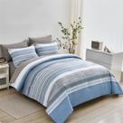 Conjunto de edredom KAKIJUMN Stripe Queen Size Branco Cinza Azul