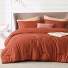 Conjunto de Edredom King Size Bedsure Laranja Queimado 3 Peças