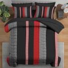 Conjunto de Edredom King Size Pamnest 7 Peças Listrado Vermelho e Preto