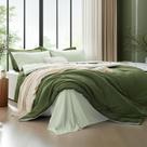 Conjunto de edredom Kozyhvn Queen Dark Green Reversível de 7 peças