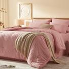 Conjunto de edredom Laojin Balhen Queen 8 peças Seersucker Pink