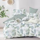 Conjunto de edredom LEMIROE Botanical Cotton King Size Verde Sálvia