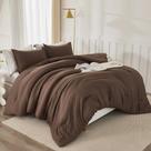 Conjunto de edredom Litanika Brown Queen Size, 3 peças, leve