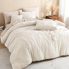 Conjunto de edredom Litanika California King Beige 3 peças