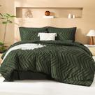 Conjunto de edredom Litanika California King Dark Olive Green 7 unidades