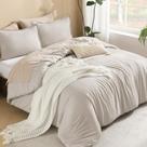 Conjunto de edredom Litanika Linen Grey Queen Size 3 peças