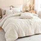 Conjunto de edredom Litanika Queen Beige, 3 peças com fronhas