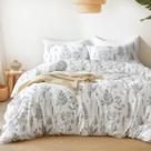 Conjunto de edredom Love's Cabin branco em tamanho real com 2 fronhas
