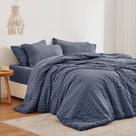 Conjunto de edredom Love's cabin Seersucker azul marinho King Size