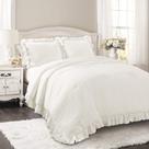 Conjunto de edredom Lush Decor Reyna Ruffle, 3 peças King White