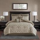 Conjunto de edredom Madison Park Odette Jacquard Damask King Tan Conjunto de edredom Madison Park Odette Jacquard Damask King Tan