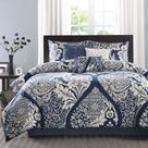 Conjunto de edredom Madison Park Vienna Sateen Cotton King Indigo