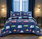 Conjunto de edredom MAG Cartoon Car Blue Queen Size 3 peças
