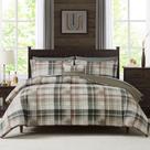 Conjunto de edredom Mairêve Queen Plaid Design 7 peças cáqui