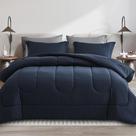 Conjunto de edredom Maple & Stone Queen Size com lençóis azul marinho e cinza