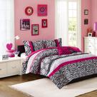 Conjunto de edredom Mi Zone Fun Bedroom Decor Twin/Twin XL Zebra Pink