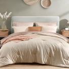 Conjunto de edredom Monbix Queen Beige, pré-lavado, 7 peças