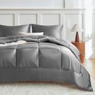 Conjunto de edredom MR&HM Queen Dark Grey Dark Grey Microfibra de Cetim