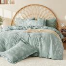Conjunto de edredom MUXHOMO Full Sage Green Floral 7 peças
