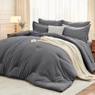Conjunto de edredom MUXHOMO Queen Size 7 peças cinza escuro