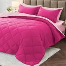 Conjunto de edredom MUXHOMO Queen Size, 7 peças, reversível, rosa choque