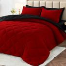 Conjunto de edredom MUXHOMO tamanho completo, 7 peças, vermelho e preto