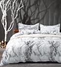 Conjunto de edredom Nanko Queen Size com estampa de mármore branco preto