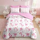 Conjunto de edredom Nesker Bow tamanho completo com 7 peças para meninas