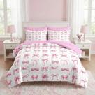 Conjunto de edredom Nesker Bow Twin Size, 5 peças, cama em uma bolsa rosa