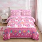 Conjunto de edredom Nesker Unicorn Queen Size, 7 peças, cama em uma bolsa