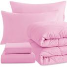 Conjunto de edredom NTBAY Twin com lençóis, 5 peças de microfibra rosa Conjunto de edredom NTBAY Twin com lençóis, 5 peças de microfibra rosa