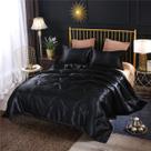 Conjunto de edredom NTBED Silky Satin Queen com 2 capas de travesseiro pretas