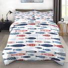 Conjunto de Edredom Pamnest King Peixe Azul 3 Peças