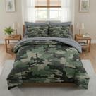 Conjunto de Edredom Pamnest Queen Camuflado 7 Peças de Roupa de Cama