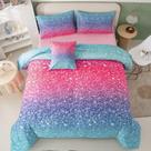 Conjunto de edredom PERFEMET Girls Twin Size, 6 peças, cama em uma bolsa