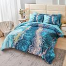 Conjunto de edredom PERFEMET Teal Marble Print Queen 6 peças