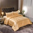 Conjunto de edredom Raytrue-X Queen Luxury Gold Silk, 3 peças