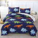 Conjunto de edredom RYNGHIPY Cartoon Dinosaur Dark Blue Twin Size Conjunto de edredom RYNGHIPY Cartoon Dinosaur Dark Blue Twin Size