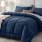 Conjunto de edredom Sasttie Queen, 7 peças, cama em uma bolsa, azul marinho e cinza Conjunto de edredom Sasttie Queen, 7 peças, cama em uma bolsa, azul marinho e cinza