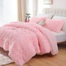 Conjunto de edredom Smoofy Fluffy Faux Fur Pink Queen Size, 3 unidades