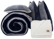 Conjunto de edredom UGG Remina King-California King, 5 peças, azul marinho