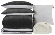 Conjunto de edredom UGG Remina King-California King, 5 peças de carvão vegetal