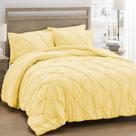 Conjunto de edredom UNIKOME King Size Yellow Pintuck 3 peças