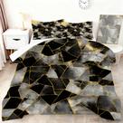 Conjunto de edredom VTKON Black Grey Marble Queen com edredom, 2 fronhas